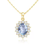 Trend Princess Diana Blue Aquamarine Jewelry Set For Women Oval Stone 8*10mm Earrings And Necklace 925 Silver Luxury Jewellery - Image 6