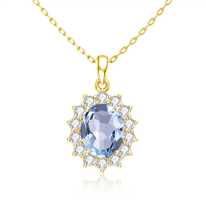Trend Princess Diana Blue Aquamarine Jewelry Set For Women Oval Stone 8*10mm Earrings And Necklace 925 Silver Luxury Jewellery - Image 6
