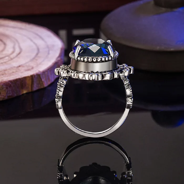 WOSIKATE Vintage 925 Sterling Silver Ring For Women Wedding Jewelry With Oval Sapphire Gemstones Female Fine Jewelry Party Gifts - Image 6