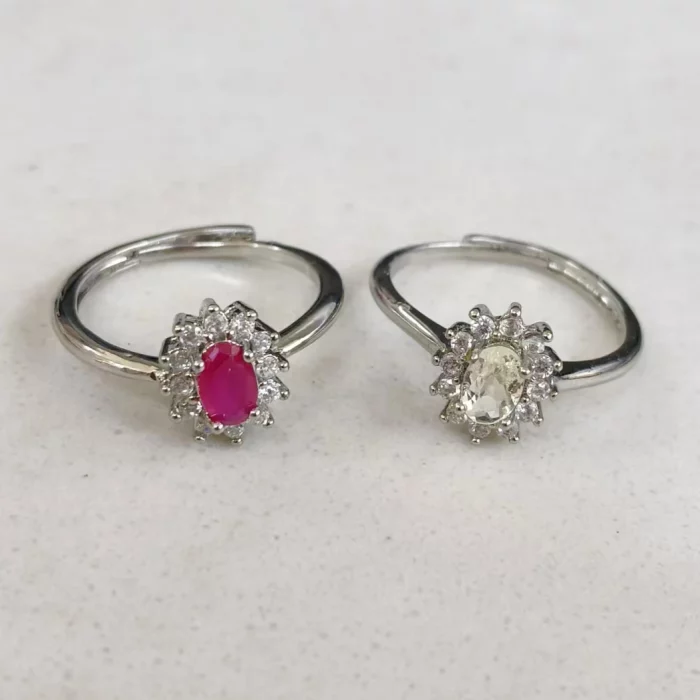 100% natural gemstone citrine ruby ring copper plated with silver adjustable ring for women party gifts jewelry - Image 8