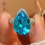 KQDANCE Pear Brilliant Cut Large 13*21 mm Created Yellow Citrine Blue Aquamarine Orange Gemstone Zircon Diamond Rings For Women - Image 2