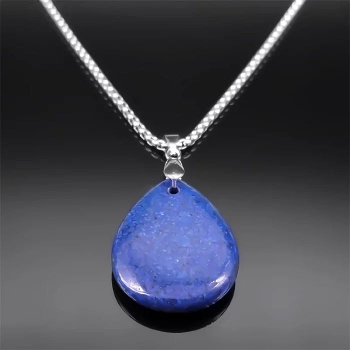 Yoga Tree of Life Necklace for Women Men Lapis Lazuli Stone Stainless Steel Silver Color Amulet Chain Jewelry collier NZZZ366-5S - Image 4