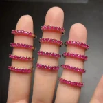 Fine Jewelry Natural Ruby Band Ring for Daily Wear 3mm*3mm Natural Ruby Ring Solid 925 Silver Simple Ring Gift - Image 2