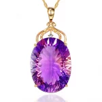 18K Gold-Plated Heart Amethyst Pendant Plated Colored Gemstone Natural Purple Diamond Necklace Fashion Jewelry - Image 5