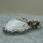 Moonstone Pendant Necklace Crystal Gems Alloy Rattan Vintage Noble Women Necklaces for Lady Girls Waterdrop Stone Necklace Gift - Image 6