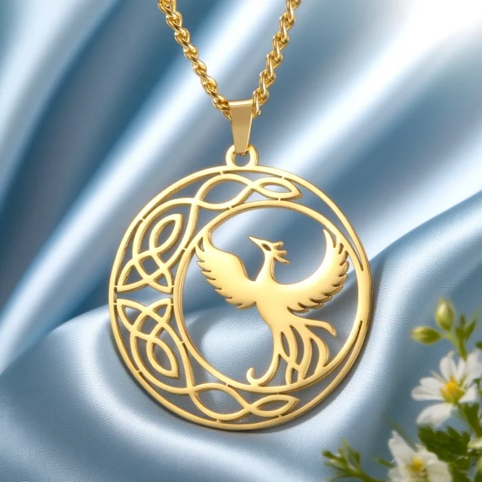 Dawapara Mythological Animals Phoenix Necklace Powerful Totem Celtics Crescent Moon Protection Amulet Stainless Steel Jewelry - Image 2