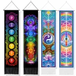 Seven Chakra Tapestry ,Hippie Mandala Chakras Wall Hanging , Yoga Meditation Tapestries for Spiritual Room Decor , 12.8"x 51.2" - Image 2