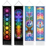 Seven Chakra Tapestry ,Hippie Mandala Chakras Wall Hanging , Yoga Meditation Tapestries for Spiritual Room Decor , 12.8"x 51.2"