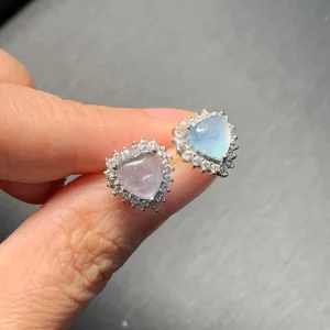 HEYYA STONE Oval Natural Aquamarine Stud Earrings For Women stainless steel Simple Fine Jewelry Stone Gemstone Classic Style