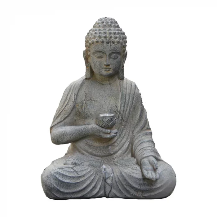 Resin Buddha Statue Sculpture Solar Powered LED Light Zen Asian Japanese Garden Decoration Outdoor Front Porch Patio Yard Home - Image 7