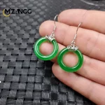 Original Natural Green Jade Earrings 925 Silver Inlaid Jadeite Ear Line Beautiful Exquisite Fashion Ladies Jewelry Mascot Gift - Image 7