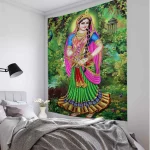 Indian Buddha Art Tapestry Still Life Oil Painting Printing Wall Hanging Datura Home Wall Decoration Background Fabric Blanket - Image 7