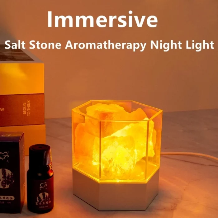 E5 LED Natural Himalayan Crystal Salt Lamp Rock Salt Night Lamp Table Lava Lamp USB Plug Meditation Home Room Bedroom Decoration - Image 2