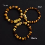 Pi Xiu Tiger Eye Stone Beads Bracelet Feng Shui Yellow Power Stone Women Men Elastic Jewelry Gold Color Pixiu Good Luck Bracelet - Image 4