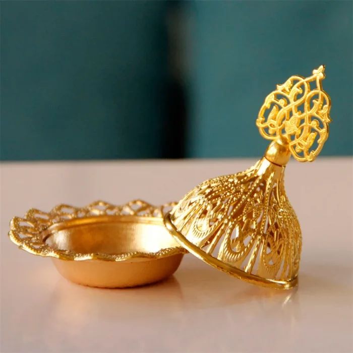 Retro Copper Mini Crown Hollow Out Incense Stick Burner Holder Golden Arab Burner Catcher Home Decoration Sandalwood Censer - Image 6