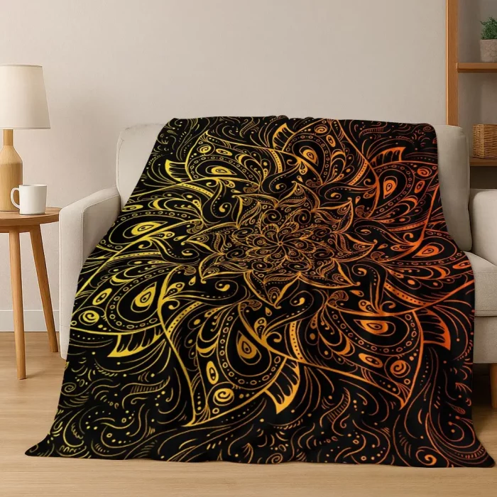 Rainbow Mandala Flower Chakras Yoga Bohemia Art Flannel Blanket,Cozy Soft Throw Blanket for Home Bedroom Bed Sofa Cover Kid Gift - Image 3