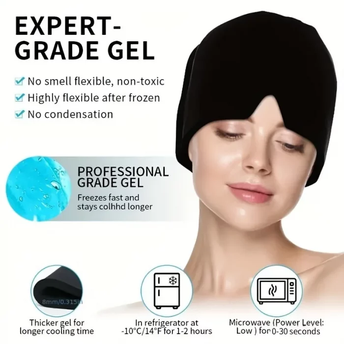 1 piece migraine hat, facial cooling gel headband, cold compress eye mask, adjustable headwear, face cooling product - Image 3