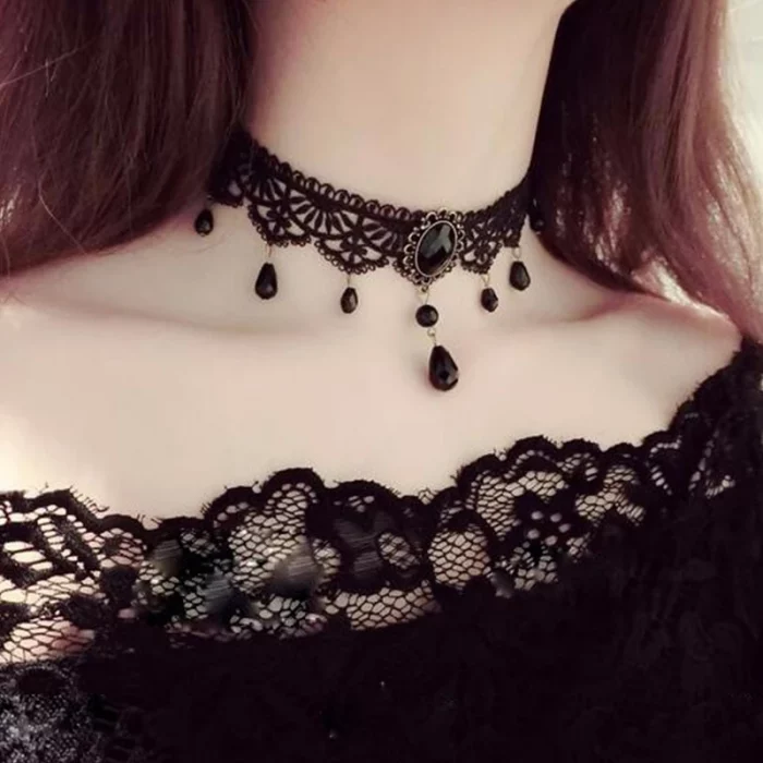 New Sexy Gothic Chokers Crystal Black Lace Neck Choker Necklace Vintage Victorian Women Chocker Steampunk Jewelry - Image 6