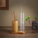 2 in 1 Incense Holder for Sticks Anti-Ash Flying Incense Burne with Glass Ash Catcher and Bamboo Incense Sticks Organizer - Image 2