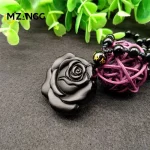 Obsidian Rose Pendant Personalized Black Rose Hand-carved Fashion Couple Rose Pendant High-grade Gifts - Image 3