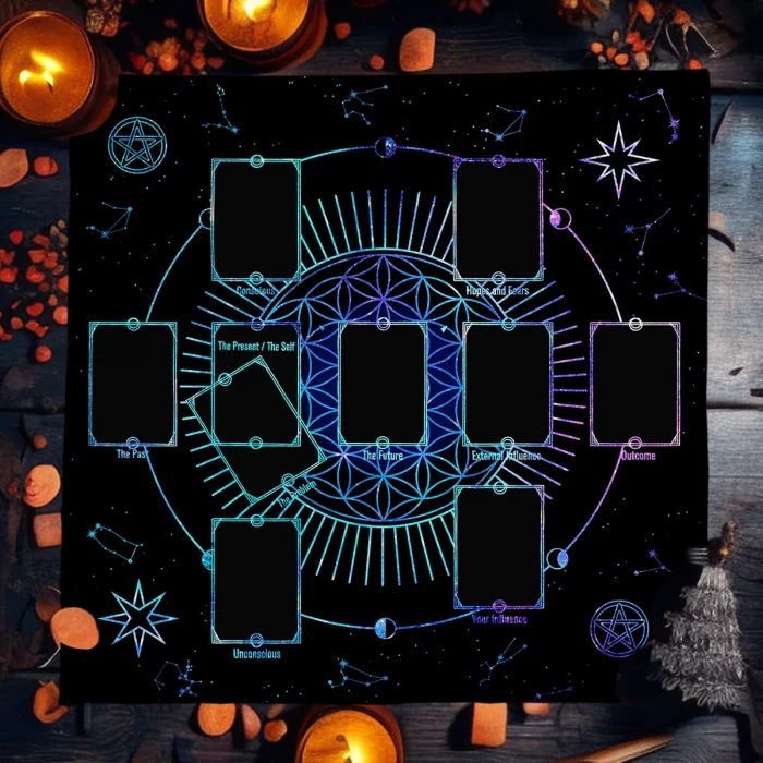 Celtic Cross Flower of Life Tarot Card Tablecloth Altar Cloth Constellation Divination Cloth For Tarot Mat Witchy Home Decor - Image 4