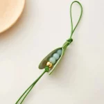 Fashion High-End Pea Pendant Leather Handmade Pea Keychain All-match Style Green Pea Bag Charm Bag Parts & Accessories - Image 3