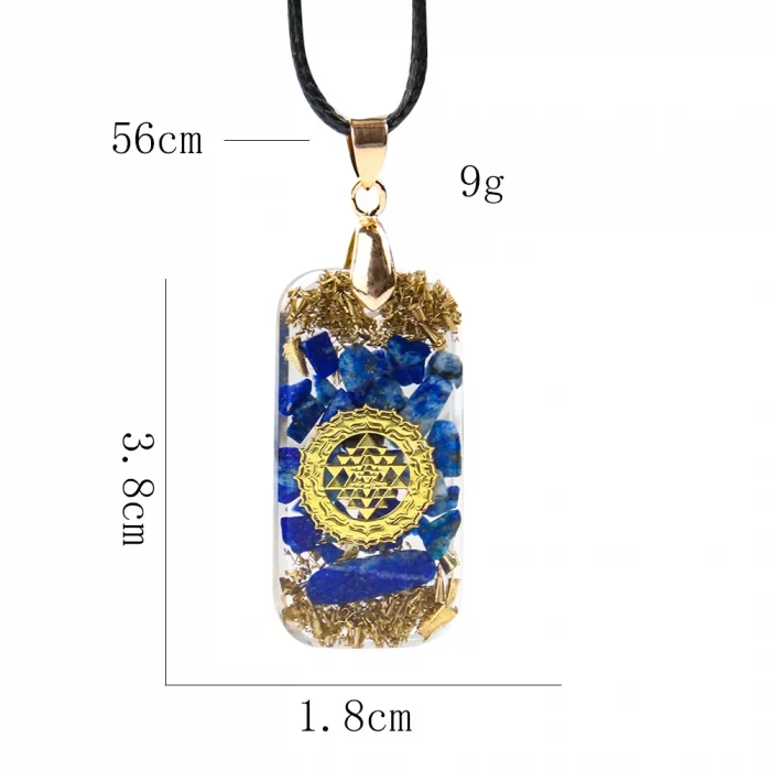 Natural Lapis Lazuli Sri Yantra Necklace Orgone Metatron Cube Pendant Orgonite Energy Chakela Reiki Metal Crystal Jewelry Gift - Image 5