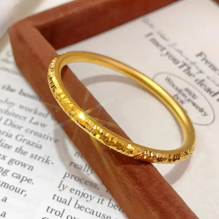 Real Kt18 Golden Color Starry Sky Bangle for Women NecklaceWedding Engagement Fine Bracelet Bangle Jewelry Not Fade - Image 5