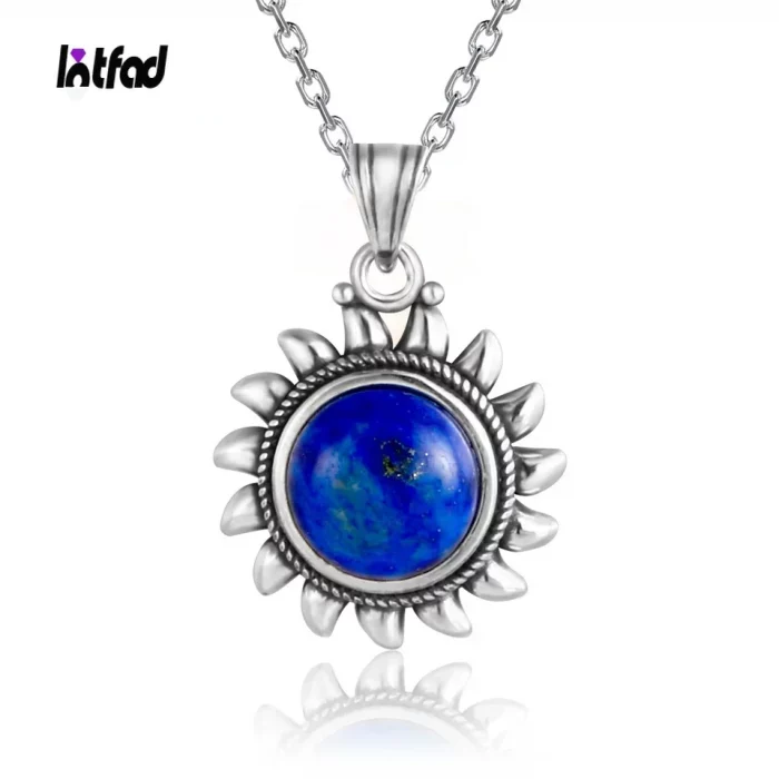 925 Sterling Silver Necklace Natural Lapis Lazuli Pendants Necklace for Women Wedding Anniversary Party Gifts Jewelry - Image 2