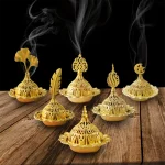 Retro Copper Mini Crown Hollow Out Incense Stick Burner Holder Golden Arab Burner Catcher Home Decoration Sandalwood Censer - Image 3