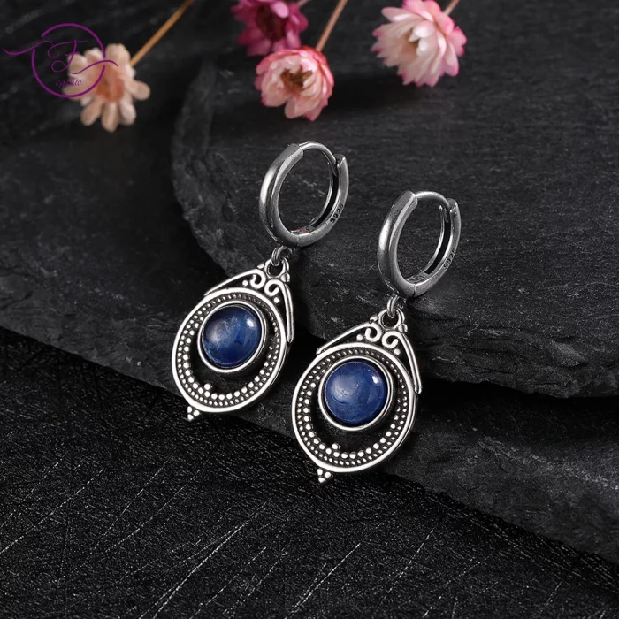 Vintage Natural Moonstone Kyanite Earrings Elegant Labradorite Gemstone Drop Earring Engagement Wedding Party Jewelry Gifts - Image 2