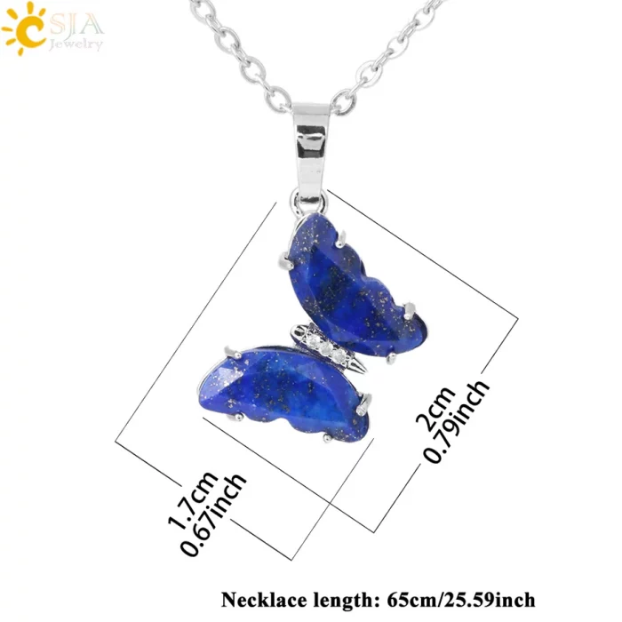 Rock Crystal Necklace Butterfly Necklaces Natural Stone Amethysts Clear Quartz Tiger Eye Pendants Stainless Steel Chain H158 - Image 5