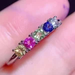 Natural Sapphire Ring with Colorful Natural Citrine and Topaz Peridot and Silver 925 Ring for Women Daily Wear - Image 2