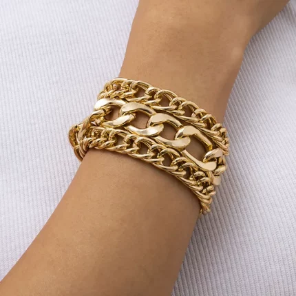 Retro Simple Hip Hop Thick Link Chain Bracelet Women's CCB Material Exaggerated Cool Twist Thicks Bracelets Glamour Girl Jewelry
