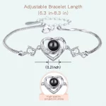Custom Photo Projection Bracelet Heart Zircona Pendant Stainless Steel Couple DIY Picture Inside Bracelet For Women Jewelry - Image 3