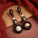 New Buddhism Lotus Flower Keychain Accessories Wooden Buddha Lucky Beads Keyring Pendant Car Bag Key Chain Buddhist Gift - Image 2
