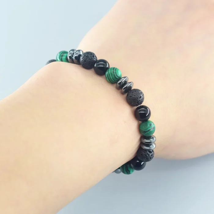 Natural Stone Beads Bracelet Women Green Malachite Yellow Tiger Eye Stone Beads Elastic Strand Wristband Jewelry Gift for Friend - Image 7