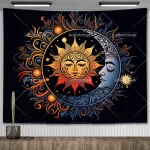 Crescent Moon Mandala Sun Tapestry Tapestry Wall Hanging Bohemian Witchy Goddess Tapestries Room Decor Home Flags - Image 2