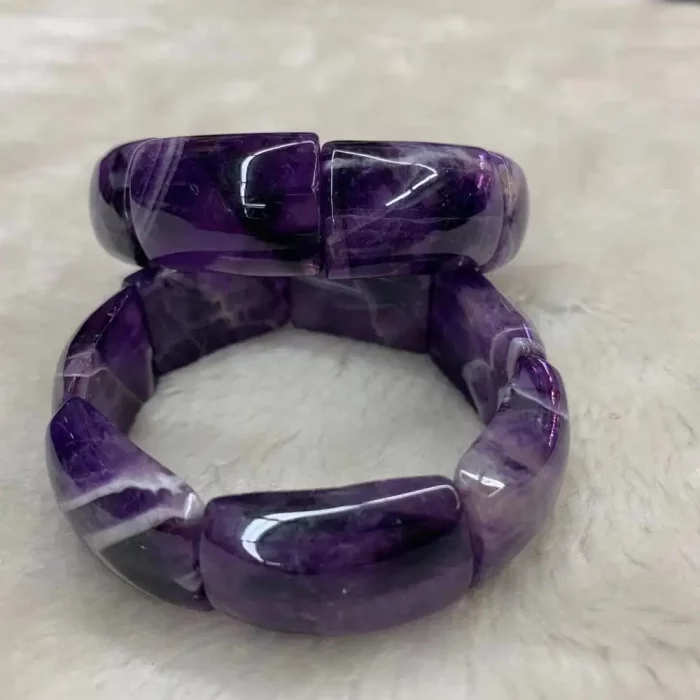 Natural Amethyst Stone Beads Bracelet Natural Energy Stone Bangle Gemstone Jewelry for Woman Birthstone for Aquarius for Gift - Image 4