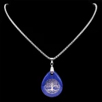 Yoga Tree of Life Necklace for Women Men Lapis Lazuli Stone Stainless Steel Silver Color Amulet Chain Jewelry collier NZZZ366-5S - Image 5