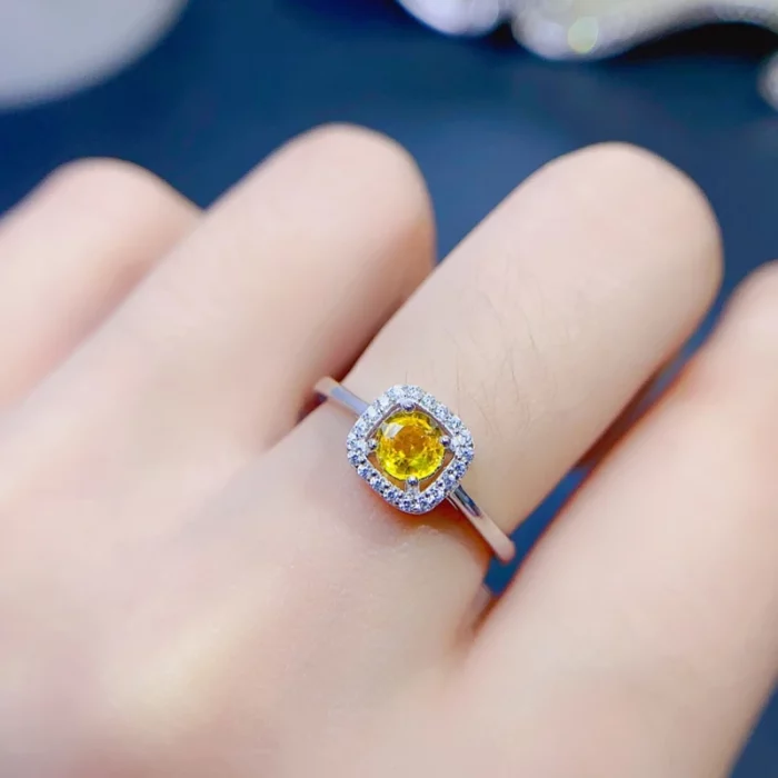 Natural Yellow Sapphire Rings for women silver 925 jewelry luxury gem stones 18k gold plated free shiping items - Image 5
