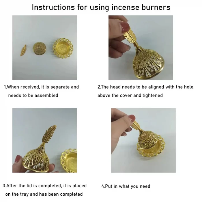 Retro Copper Mini Crown Hollow Out Incense Stick Burner Holder Golden Arab Burner Catcher Home Decoration Sandalwood Censer - Image 7
