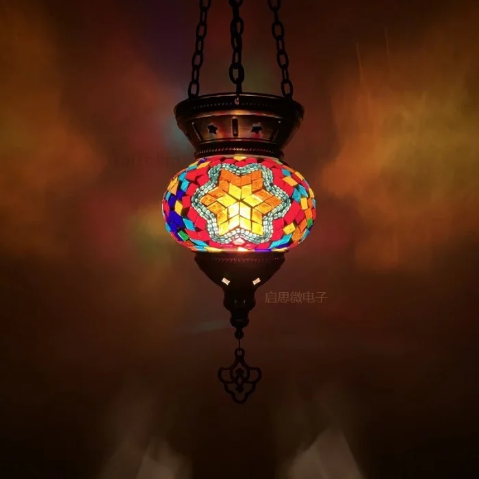 New Turkish Mosaic Pendant Lamp Vintage Art Deco Handcrafted Lamparas De Mesa Mosaic Glass Romantic Light Lamparas Con Mosaicos - Image 4