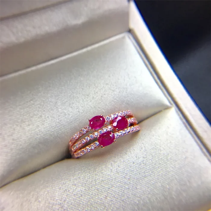 Wedding Ring for Women Real Pure 925 Sterling Silver Natural Ruby Genuine Gemstone Rose Gold Birthstone Engagement - Image 6