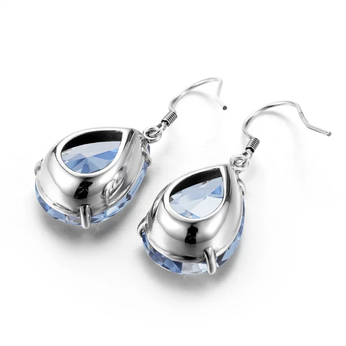 Blue Aquamarine Teardrop Earrings Silver 925 2025 Luxury Jewelry For Women Hanging With Stone Art Deco Gift Female High Quality - Image 4