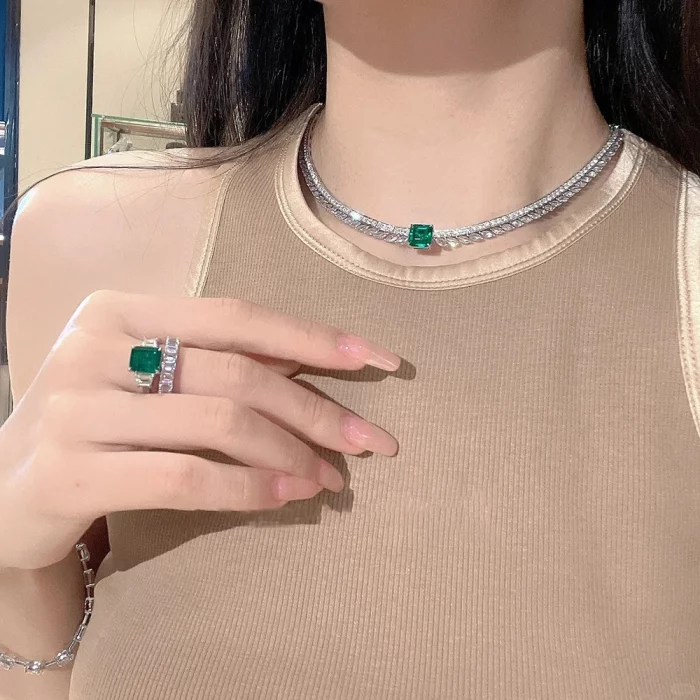 Wong Rain Vintage 925 Sterling Silver Emerald High Carbon Diamond Gemstone Sparkling Necklace Pendant Jewelry Anniversary Gifts - Image 6