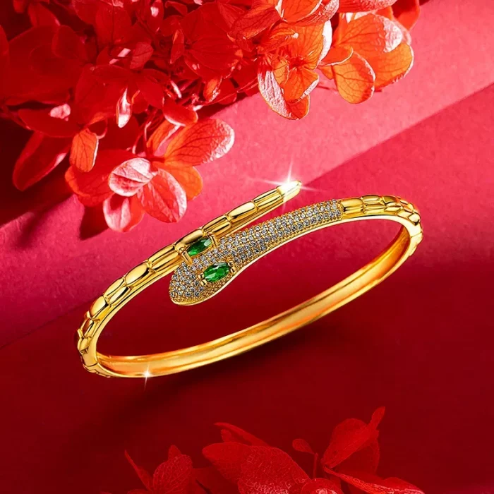 Yellow Golden Colored Snake Opening Bracelet for Women Simple Gold Bracelets Bangles Fine Jewelry Mother Girlfriend Gifts - Image 4
