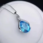 Buyee 925 Sterling Silver Female Stone Pendant Chain Natural Amethyst & Aquamarine Necklace for Women Fashion Fine Jewelry Chain - Image 3