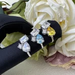 Wong Rain 100% 925 Sterling Silver Lab Sapphire Aquamarine Citrine Gemstone Ring For Women Engagement Fine Jewelry Wholesale - Image 6