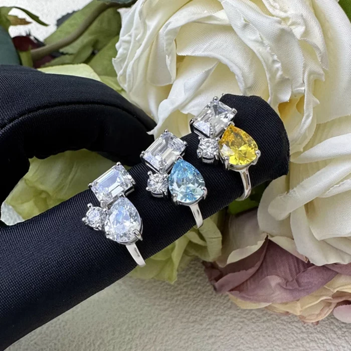 Wong Rain 100% 925 Sterling Silver Lab Sapphire Aquamarine Citrine Gemstone Ring For Women Engagement Fine Jewelry Wholesale - Image 6